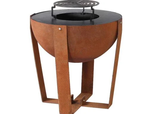 Vuurkorf, Barbecue En Plancha 3 In 1 Van Staal Corten L70 X H80 X D70 Cm - Grezio