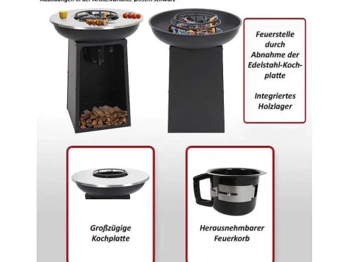 Vuurschaal Met Grillplaat Mcw-K97, O59Cm Zwart
