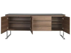 Walnoot Dressoir Met Zwart Glazen Blad 3060 Angel Cerda