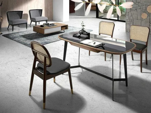 Walnoot En Zwart Getint Glazen Bureau 3137 Angel Cerda