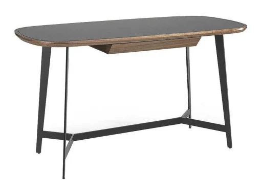 Walnoot En Zwart Getint Glazen Bureau 3137 Angel Cerda
