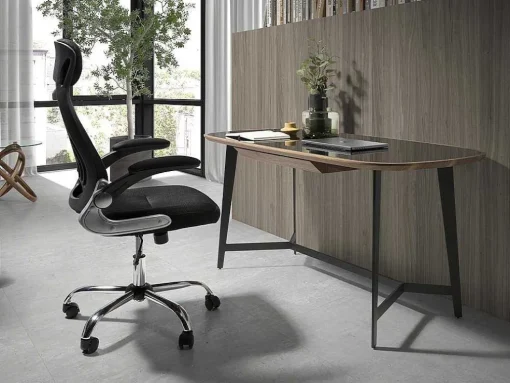 Walnoot En Zwart Getint Glazen Bureau 3137 Angel Cerda