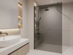 Wand Voor Inloopdouche Malika - 140 X 200 Cm - Grijs Glas