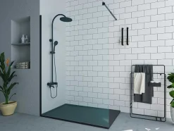 Wand Voor Inloopdouche Mat Zwart Met Industriele Stijl - 140X200 Cm - Daren