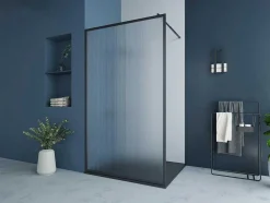 Wand Voor Inloopdouche Met Structuurglas - 120 X 200 Cm, Mat Zwart - Virana