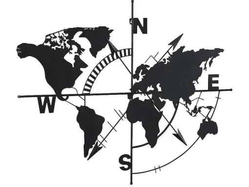 Wanddecoratie Van Metaal - Wereldkaart - H80 X L107 Cm - Zwart - Worldy