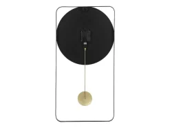 Wandklok Van Metaal - L31X H60 Cm - Zwart En Goudkleurig - Fastina