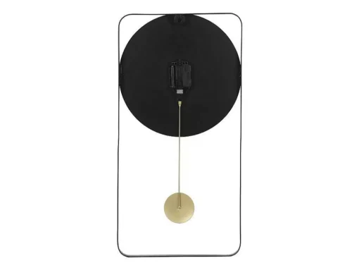 Wandklok Van Metaal - L31X H60 Cm - Zwart En Goudkleurig - Fastina