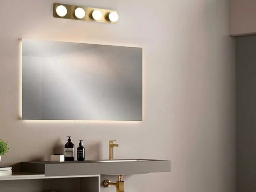 Wandlamp Voor Badkamer Met Ledverlichting Van Metaal, 4 Spots - L40 Cm - Goudkleurig - Morley