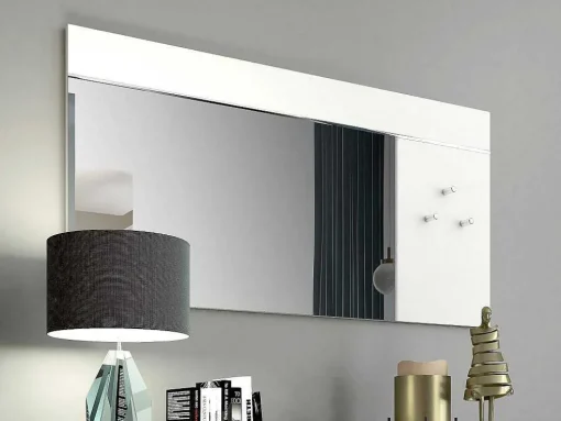 Wandspiegel Met 3 Haken - L. 120 X H. 60 - Wit - Niklos