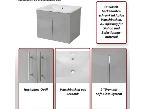 Wastafel + Wastafelmeubel Mcw-D16, Wit