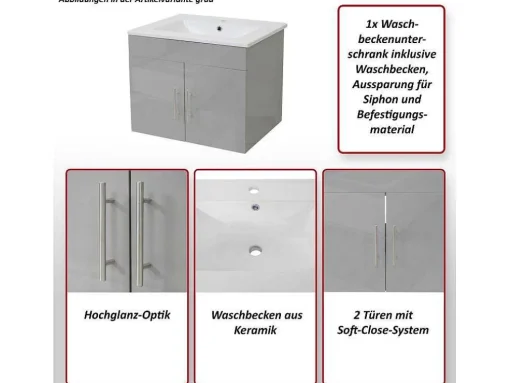 Wastafel + Wastafelmeubel Mcw-D16, Wit
