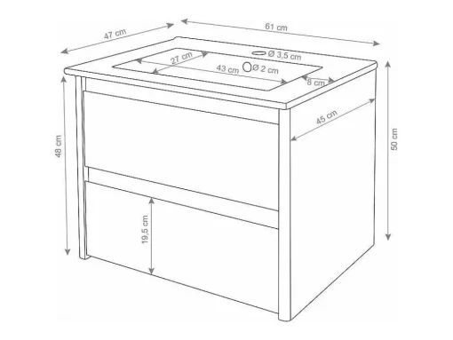 Wastafel + Wastafelmeubel Mcw-B19, Zwart