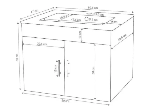 Wastafel + Wastafelmeubel Mcw-D16, Wit