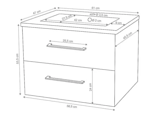 Wastafel + Wastafelmeubel Mcw-D16, Wit