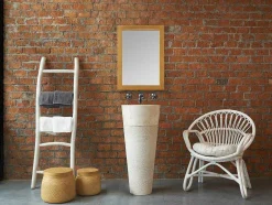 Wastafel Badkamer Op Voet Van Marmer Lanta - Kleur Creme