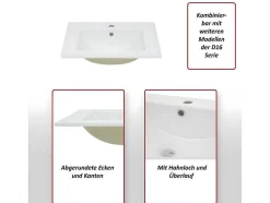 Wastafel Mcw-D16, 61Cm 18Mm Rand
