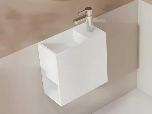 Wastafel Van Solid Surface Met Nis - Wit - 40 Cm - Pumori