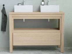 Wastafelmeubel Met Dubbele Opzetwastafel - Eikenfineer - 120 Cm - Cosmoti