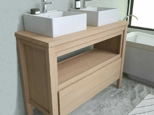 Wastafelmeubel Met Dubbele Opzetwastafel - Eikenfineer - 120 Cm - Cosmoti