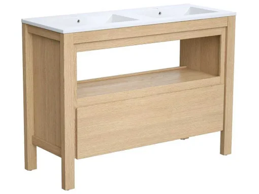 Wastafelmeubel Met Inbouwwastafel - Eikenfineer - 120 Cm - Cosmoti