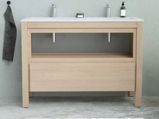 Wastafelmeubel Met Inbouwwastafel - Eikenfineer - 120 Cm - Cosmoti