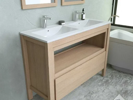 Wastafelmeubel Met Inbouwwastafel - Eikenfineer - 120 Cm - Cosmoti