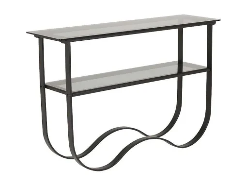 Wavy Sidetable Met Plank 34X117 Cm Zwart.
