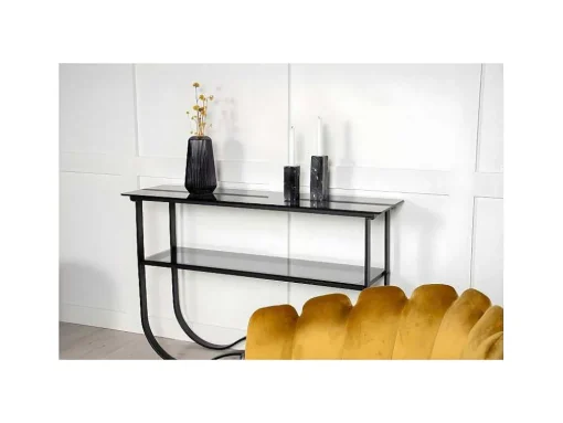 Wavy Sidetable Met Plank 34X117 Cm Zwart.