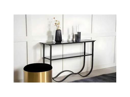 Wavy Sidetable Met Plank 34X117 Cm Zwart.