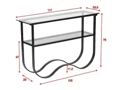 Wavy Sidetable Met Plank 34X117 Cm Zwart.