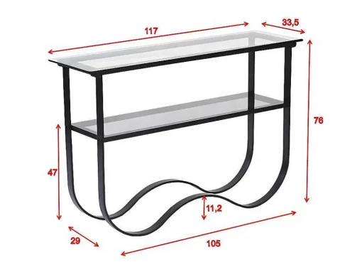 Wavy Sidetable Met Plank 34X117 Cm Zwart.