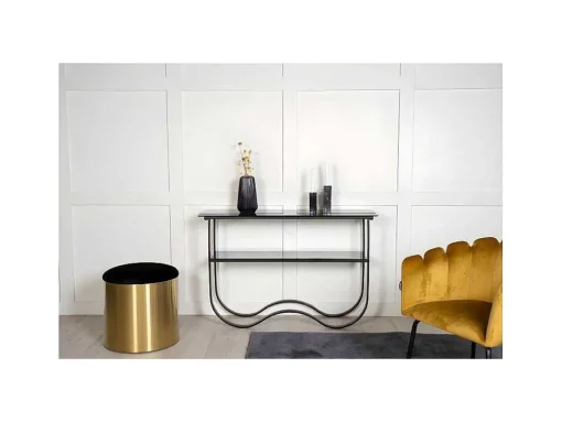 Wavy Sidetable Met Plank 34X117 Cm Zwart.