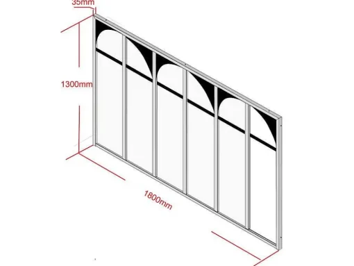 Werkplaatsraam Art Deco Van Gepoedercoat Aluminium 180 X 130 Cm - Zwart - Arcadea