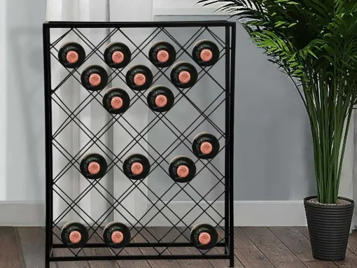 Wijnfleshouder Voor 32 Flessen - L55 X H71 Cm - Metaal - Zwart - Bolinar