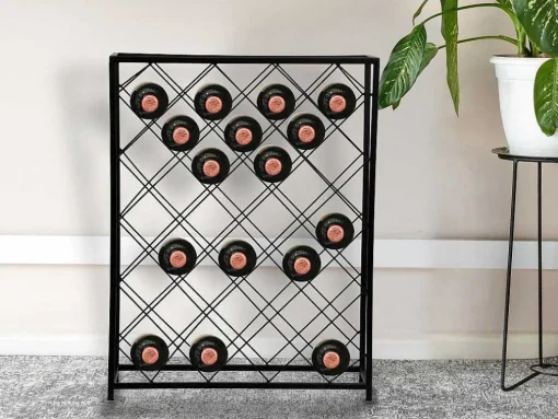 Wijnfleshouder Voor 32 Flessen - L55 X H71 Cm - Metaal - Zwart - Bolinar