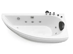 Wit Asymmetrisch Bubbelbad - 1 Plaats - 160 X 75 Cm - Hoek Rechts - Tabana