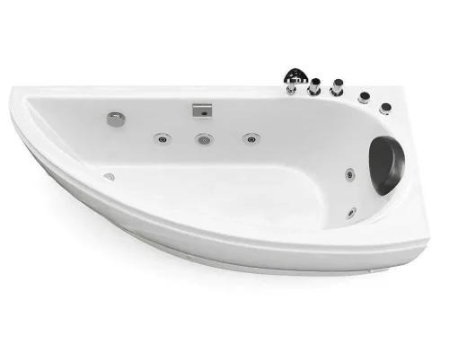 Wit Asymmetrisch Bubbelbad - 1 Plaats - 160 X 75 Cm - Hoek Rechts - Tabana