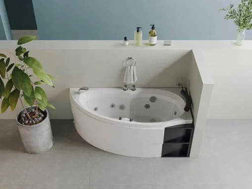 Wit Asymmetrisch Bubbelbad - 1 Plaats - 150 X 100 Cm - Hoek Rechts - Tabana