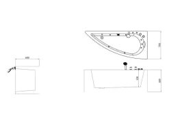 Wit Asymmetrisch Bubbelbad - 1 Plaats - 160 X 75 Cm - Hoek Rechts - Tabana