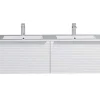 Wit Hangmeubel Voor Badkamer Met Groeven Met Dubbele Inbouwwastafel - 120 Cm - Latoma