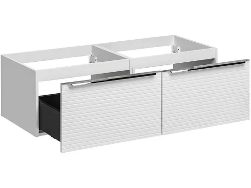 Wit Hangmeubel Voor Badkamer Met Groeven Met Dubbele Inbouwwastafel - 120 Cm - Latoma
