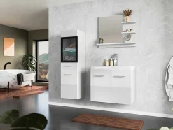 Witte Badkamerkolom Met Leds - L30 X B30 X H109 Cm - Laurine