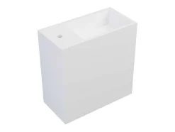 Witte Hangende Wastafel Van Solid Surface Met Nis - Kraan Links - 40 Cm - Pumori