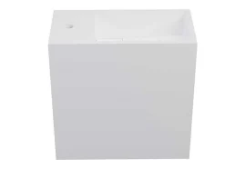 Witte Hangende Wastafel Van Solid Surface Met Nis - Kraan Links - 40 Cm - Pumori