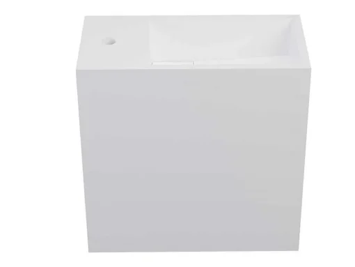 Witte Hangende Wastafel Van Solid Surface Met Nis - Kraan Links - 40 Cm - Pumori