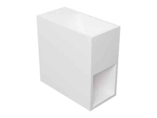 Witte Hangende Wastafel Van Solid Surface Met Nis - Kraan Links - 40 Cm - Pumori