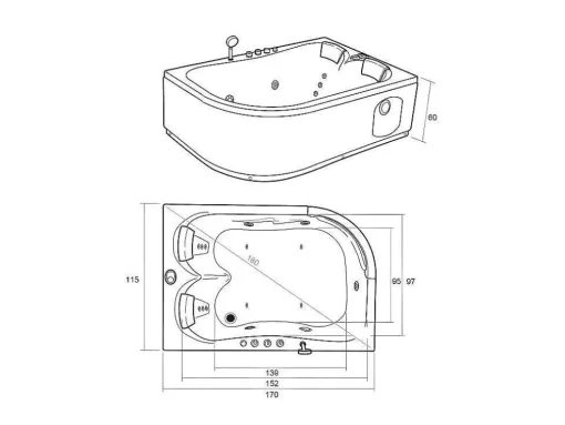 Witte Hottub 170 X 115 Cm Voor 2 Personen 15 Jets Dahlia