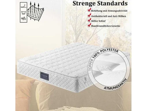 140 X 200 Cm Matras Met 7-Zone Pocketveren En Hr-Foam, 25 Cm Dik - Merax