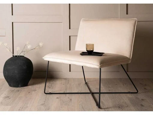 X-Lounge Fauteuil Velours Offwhite.